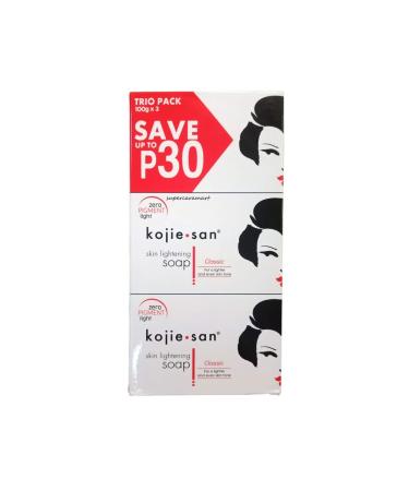 Kojie San 3 Kojie SAN Kojic Skin Lightening Soaps USA Seller 10.6oz (3.5oz/100g Each) by Kojie San