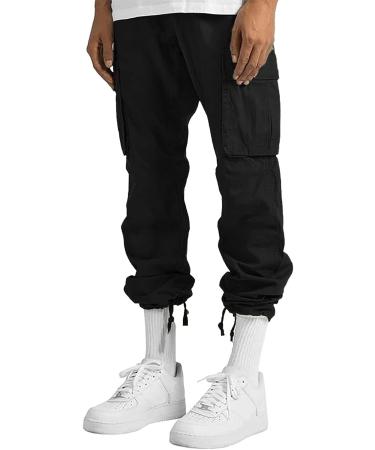 LYRXXX Men's Black Cargo Pants - Large Size | Casual Hiking & Workout Joggers - Buy Online on GoSupps.com
