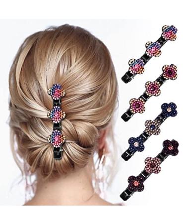 Sparkling Crystal Stone Braided Hair Clips for Women