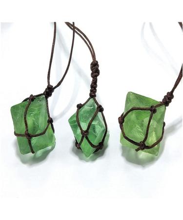Gift for Family Natural Emerald Crystal PendantDT Gemstone Wand Reiki Green Fluorite Wrap Braid Necklace Yoga Macrame for Men Women Lucky Stone Natural Stones Room Decoration Stone Mineral Specimen - Buy Online on GoSupps.com