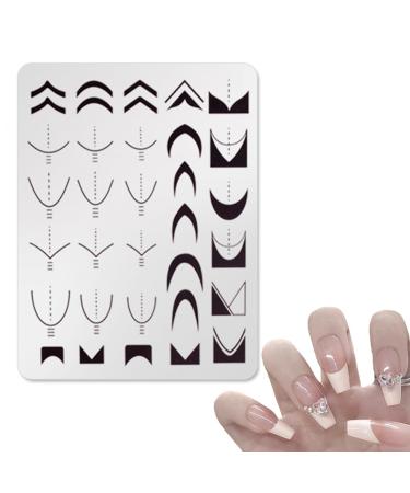 Ustnir French Stamping stencil stamp plate with smileline for plastic template set nail art stamping stamp template stencils for nails stamper scraper manicure for nails