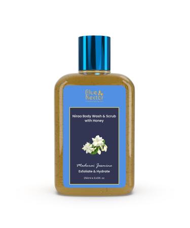 Blue Nectar Exfoliating Body Wash & Scrub for Rough & Bumpy Skin | Madurai Jasmine Tan Removal Body Scrub for Women & Men(10 Herbs 8.4 Fl Oz)