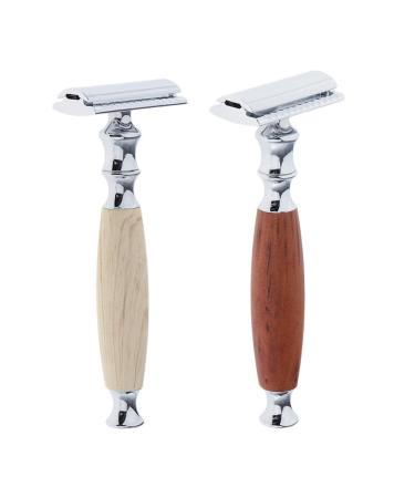 Premium Wooden Handled Double Edge Razor for Mustache - 12.5 x 4.5 cm - Eco-Friendly Shaving Solution - Buy Online on GoSupps.com