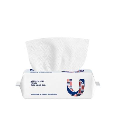 USTEL Soft Dry Wipes Facial Tissues 100% USDA Biobased Disposable Face Towel Wet and Dry Use Clean Skin Cleansing Towel for Sensitive Skin Baby Care Make-up Removal 60 Ct 1 Pack 1 Count (Pack of 1)