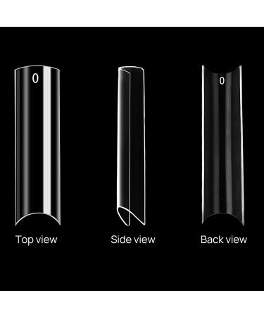 240 Pcs XXL Clear C Curve Nail Tips with Box - Straight Square Shape Half Cover False Nails for Salons - 12 Sizes - Buy Online on GoSupps.com