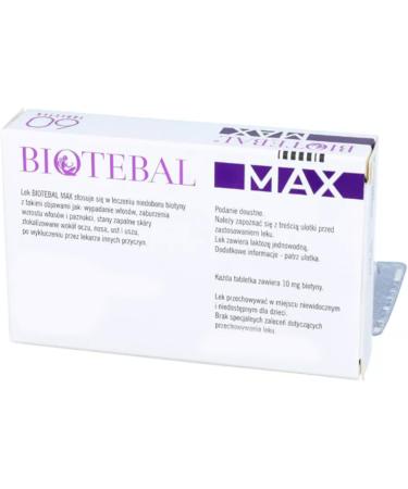 Formula Biotebal Max 10mg 60TBS European Version Biotin Max 10 000 mcg Formula for Hair Skin and Nail Support - Buy Online on GoSupps.com