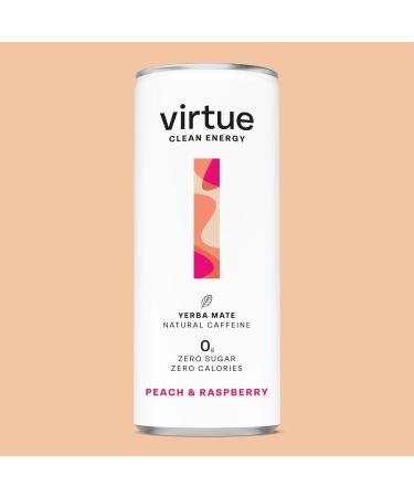 Virtue Yerba Mate - Natural Energy Drink - Sugar Free, Zero Calories, Vegan, Keto Friendly, Gluten Free - 12 x 250ml (Peach & Raspberry) - Buy Online on GoSupps.com