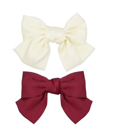 Olakin hair loops clip 2 pieces loop hair clips hair loops with a clip closure terminal clamp hair clips for girls (red white) red white