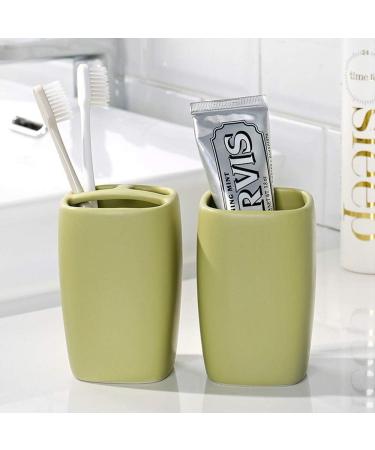 Joplax Matt Ceramic Decorative Bathroom Tooth Storage Organizer - Compact Green Stand for Electric Toothbrush & Toothpaste - Buy Online on GoSupps.com