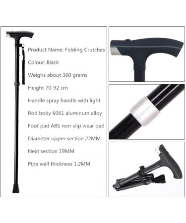 Canes Multifunction Crutches Foldable Portable Lightweight Adjustable Smart Walking Stick Crutches Cane with LED Lights for Elderly - Buy Online on GoSupps.com