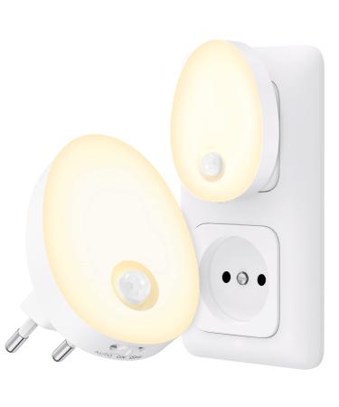 Auvon night light socket with motion detector 2 pieces of light LED night light socket light brightness in infinitely adjustable for children's room hallway stairs kitchen bedroom warm white - Buy Online on GoSupps.com