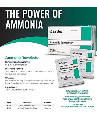 Safetec Ammonia Inhalant Pouches First Aid - 10 per Box - Buy Online on GoSupps.com