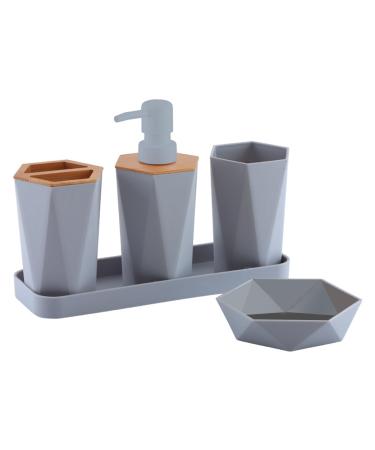 Electroplated Toothbrush Cup Eco-Friendly Hexagonal Bathroom Set Holder Minimalist Bathroom Accessories Set Gray AA Gray