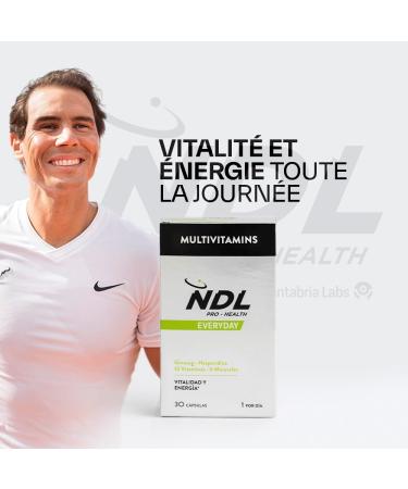 NDL Pro-Health Multivitamins - Dietary supplement with vitamins C B6 B12 ginseng and hesperidin extract 1 month supply 30 capsules by Rafa Nadal - Buy Online on GoSupps.com