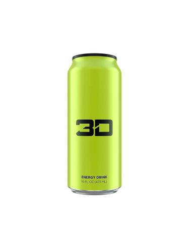 3D Energy Drink - Caffeine, Zero Sugar, Taurine, Panax Ginseng - 12 Pack (Green) - 16 fl oz - Buy Online on GoSupps.com