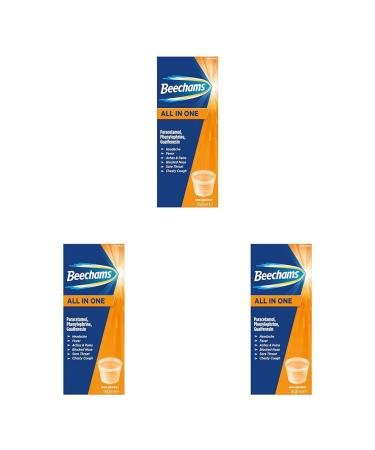 Beechams Cold & Flu Liquid Cough Pain & Congestion Relief Medicine All in One Liquid 160ml (Pack of 3) 160 ml (Pack of 3)