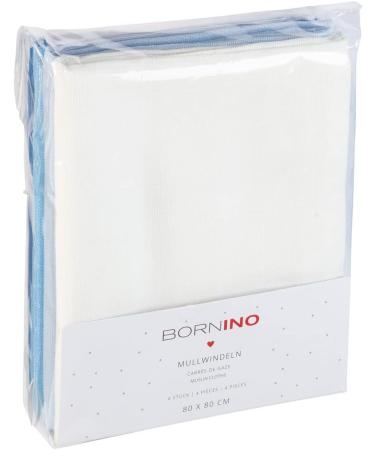 Bornino Muslin Diapers Blue - Pack of 4 Pure Cotton 80x80cm Muslin Cloths for Babies - Soft & Durable International Shipping Available - Buy Online on GoSupps.com