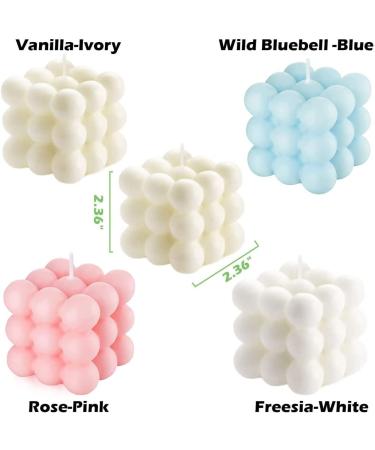 2PCS Vanilla Scented Bubble Cube Candles - Soy Wax, Aesthetic Design for Home Office Decor - Danish Pastel Trendy Room Accents - Buy Online on GoSupps.com