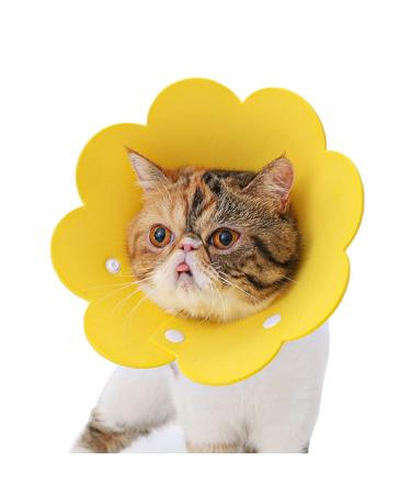 Tecatty Pets Calant crauses anti-delicious neck collar cat adjustable from 14-35 cm lightweight protective collar elizabethan collar for cats (l yellow) l yellow