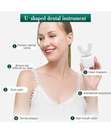 ZWPARTS Ultrasonic Toothbrush Electric Toothbrush 360 Automatic Ultrasonic Toothbrush Cold Teeth Whitening Instrument Toothbrush IPX7 Waterproof (White) - Buy Online on GoSupps.com