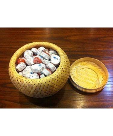 Pu erh mini tea cakes fermented Tuocha top grade total 210 grams in bamboo box.