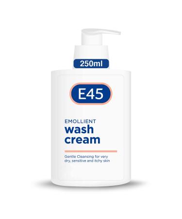 E45 Cream Body Wash 250 ml - Dermatological Emollient Wash Cream - Soap Free Emollient Cream Body Wash for Women & Men - Gentle Shower Cream to Clean & Relieve Dry Itchy & Irritated Eczema Prone Skin