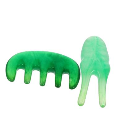 Magiclulu 2 sets Massage device Headhaur scratch Tool Reflexzone massage Spa tool Jade comb Massagababel for the eye massage comb for the body beeswax y-shaped scalp