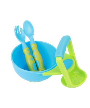 Infant Freshfood Mash Bowl Food Grade PP Baby Food Masher Bowl Lightweight for Home(Blue and Green Mixed Color)
