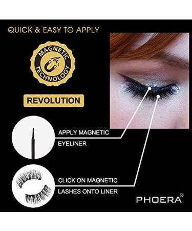 Magnetic Eyelashes Premium Quality False Eyelashes Kit by PHOERA No Eyelash glue required Fake Lashes + Magnetic Eyeliner + Eyelash Applicator Tool (Classic Lash Kit) - Buy Online on GoSupps.com
