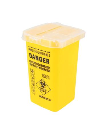 EXCEART Small Sharps Disposal Container: Flip Top Sharps Box Biohazard Needle Disposal Container Waste Basket Bin for Diabetic Needles Tattoo Supplies Yellow