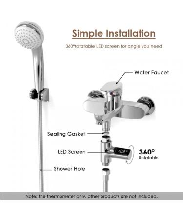 Digital Shower Thermometer 5 85 C | 360 Rotating LED Water Meter for Elderly & Children - Accurate Temperature Monitoring - Buy Online on GoSupps.com