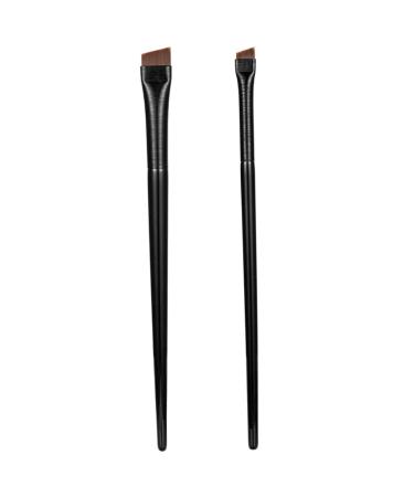 Brosse sourcils coud e 2 pi ces brosse Eyeliner Portable avec poign e en caoutchouc poils lastiques doux maquillage plat lavable