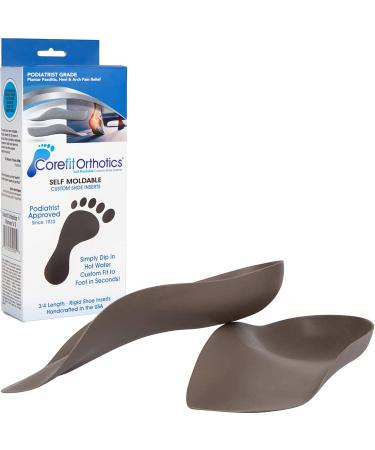 Corefit Custom Fit Arch & Heel Orthotics - Enjoy Pain Free Mobility - Podiatrist Grade Fit at Home 3/4 Plantar Fasciitis Inserts - USA Made Since 1932 (Women's 8 to 8 1/2)