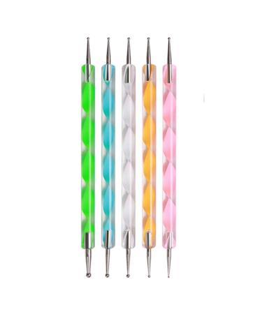Gshy 5pcs Nail Art Dotting Pen Bag for Manicure Pedicure Nail Art Decoration Double Tips for Nails