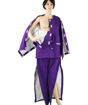 Daily Wear Patient Care Clothing Easy to Wear Thickening Velvet Filling for Disabled Elderly Surgery Patients Hospital and Home Care Purple (Color : Large)