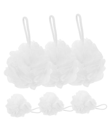 Angoily 6pcs Travel Bath Ball Shower Supply Bath Sponges for Shower Bath Pouf Exfoliating Loofah Compact Bathing Bath Loofah Sponge Shower Scrubbers Shower Puff Ball White Body Powder Puff