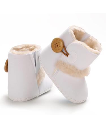 EDOTON Baby Warm Button Design Snow Boots | Soft Non-slip Sole | 6-12 Months | White - Buy Online on GoSupps.com