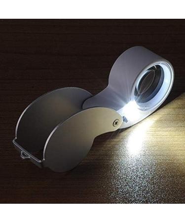 Magnifier Mini 40X Jewelers Power Magnifier Loupe Magnifier Eyes Jewelry Shop Silver LED Lights Folding Magnifier Jeweler Magnifier - Buy Online on GoSupps.com