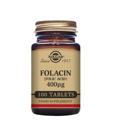 Solgar Folacin (Folic Acid) 400 g Tablets - Pack of 100 - Supports Maternal Tissue Growth - Reduce Tiredness and Fatigue - Vegan and Gluten Free Natural 1 count (Pack of 100)
