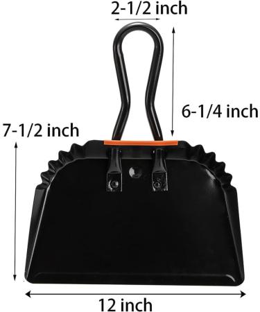 Fattoz 2Pack 12 Inch Black Dustpan Dust Pan Dustpan for Indoor Outdoor Fireplace Industrial Commercial Use - Buy Online on GoSupps.com