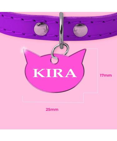 Ibera Gifts - Personalized Engraved Cat Head Name Tag Medallion for Small to Large Cats - Fuchsia Collar Plaque - Buy Online on GoSupps.com