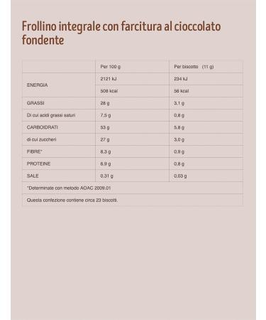  Italian Gourmet E.R. Misura Fibrextra Whole Wheat Cookies Filled with Chocolate Set of 12 Whole Cookies Filled with Dark Chocolate 100% Whole Wheat Flour Rich in Fiber 260 g + Gourmet Italian Pulp 400 g - Buy Online on GoSupps.com