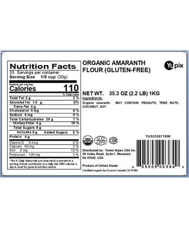 Yupik Organic Gluten-Free Amaranth 2.2 lb 35.2 Oz Non-GMO Vegan Gluten-Free - Buy Online on GoSupps.com