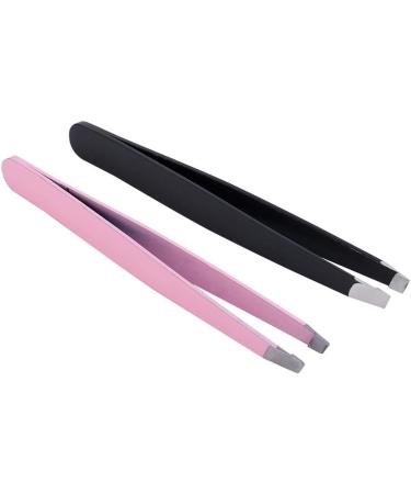 Tweezers For Women Eyebrow Tweezers 1 Pc Black/Pink Eyebrow Tweezer Hair Beauty Slanted Puller Stainless Steel Clips Makeup Tool - Buy Online on GoSupps.com