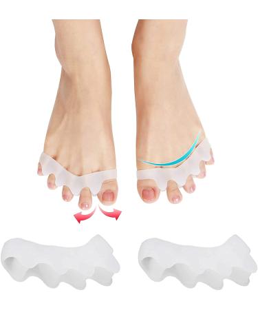Gu Cheng Toe Stretchers Toe Separators Toe Straightener Bunion Corrector Silicone Toe Spacers Hammer Toes Claw Toes Overlapping Toes Crooked Toes Reduces Foot Pain Yoga Health Massage (White)