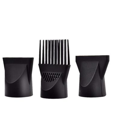 1 Set 3 Pcs Multifunction Plastic Hair Dryer Blow Nozzle Diffuser Comb Brush Attachment Concentrator Professional Replacement Blow Nozzle Hairdressing Salon Styling Tool(Black)