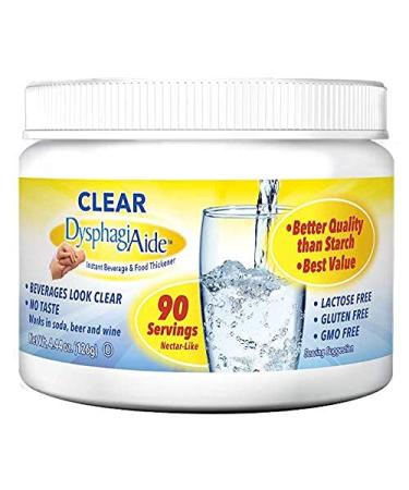 Clear DysphagiAide Thickener Powder, Instant Thickener for Liquids and Food (4.4 oz, 90 Serving), Liquid Thickener for Dysphagia, Drink Thickener and Water Thickener, Nectar Thick Consistency & Honey