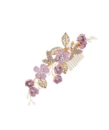 Angoily Floral Headpiece Pearl Tiara Pearl Headpiece Bridal Headpiece Cloth Flower Hair Comb Full Length Mirror Bridal Hair Comb Hair Side Combs Wedding Bride Hair Accessories