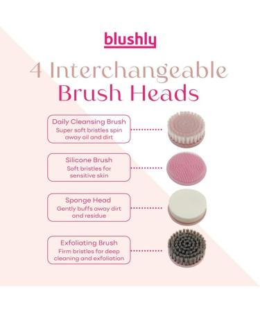 Blushly Facial Cleansing Brush - 360 Degree Exfoliating Facial Brush - Skin Care Routine Essential for Deep Cleaning - Pink - Buy Online on GoSupps.com