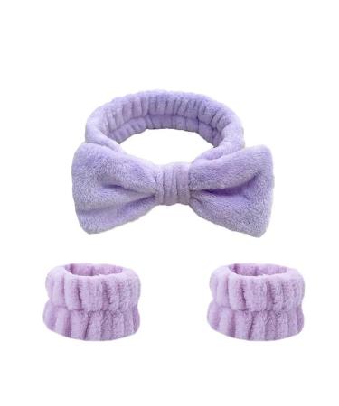 Wrist Bands Solid Colour Water Absorbent Sweat Wrist Bands Pack Of 6 For Women 2purplebows+4purplewristguards